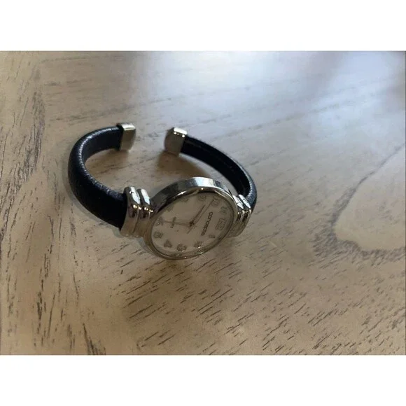 Concepts Women's Quartz Analog Watch #36513 Black Cuff Bangle Band - Picture 2 of 7